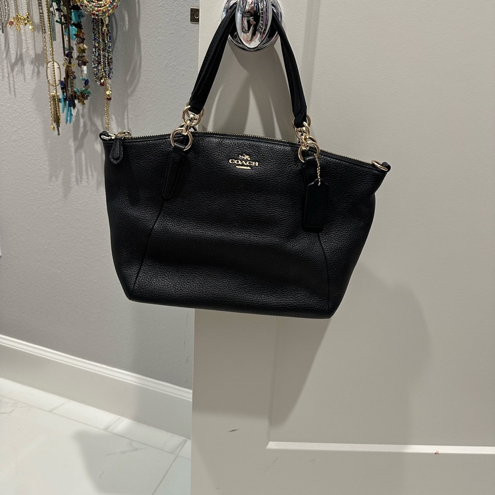 Coach Black Pebbled Leather Tote with Gold Hardware
